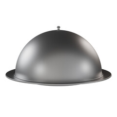 3d render of silver restaurant serving plate or food cloche