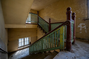 Old Abandoned Palace in Branice with Blue Chapel Interior, Poland