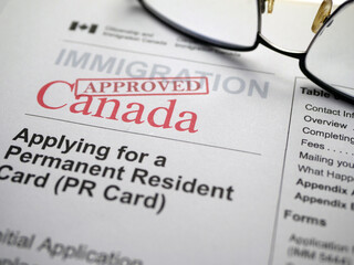Close up of immigration form Canada