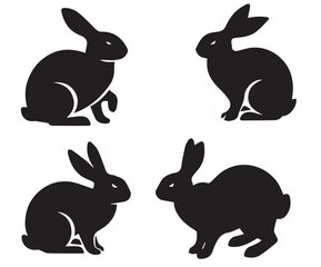 Obraz premium black and white rabbit silhouettes