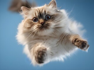 Experience the Grace and Agility of a Red Ragdoll Cat Twisting Mid-Air in an Ultra-High Definition Front Shot Showcasing Feline Athleticism and Elegance