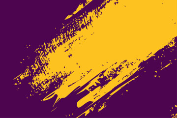 Abstract vector paint stroke element. Vibrant yellow gold and purple textured background, ideal for contemporary graphic design, banners, and artistic prints.