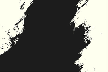 Hand-painted grunge texture with bold black brush strokes and splatters transitioning onto a cream background. Raw, artistic design element for expressive urban or abstract themes.