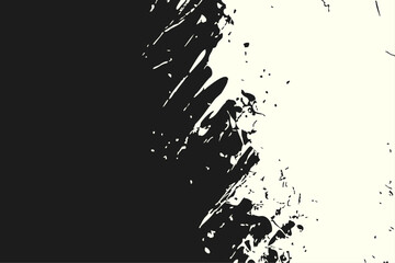 Striking abstract background featuring a split composition of solid black and textured off-white, divided by a dynamic grunge paint edge. Ideal for modern, edgy designs or templates.