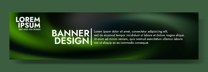 Modern banner design with a swirling emerald green background