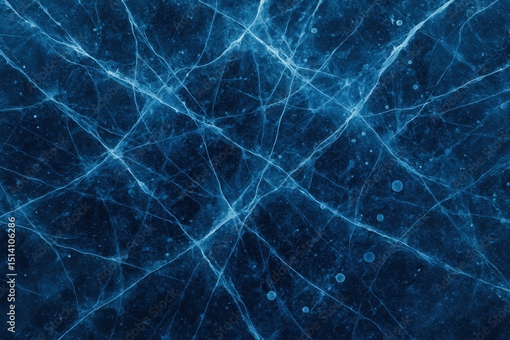 Aufkleber abstract macro view of cracked blue ice surface with deep fissures and trapped air bubbles creating 