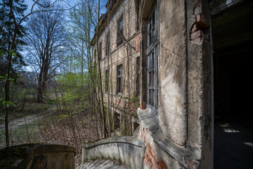 Old Abandoned Palace in Branice with Blue Chapel Interior, Poland