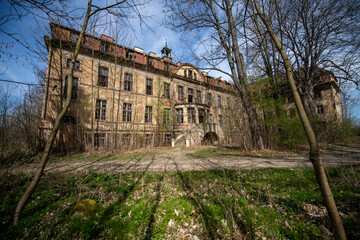 Old Abandoned Palace in Branice with Blue Chapel Interior, Poland