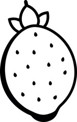 Cactus Pear Fruit with Leaves Line Icon