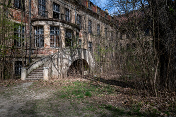 Old Abandoned Palace in Branice with Blue Chapel Interior, Poland