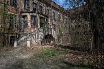 Old Abandoned Palace in Branice with Blue Chapel Interior, Poland