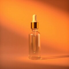 Naklejka premium High Contrast Photography Vibrant Golden Dropper Bottle in Low-Key Lighting
