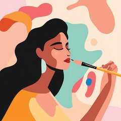 Artistic Woman Painting Abstract Expression and Creative Flow