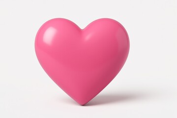 Shiny and smooth three-dimensional pink heart symbol with soft highlights and shadows isolated on a white background perfect for Valentine's Day or love-themed designs.