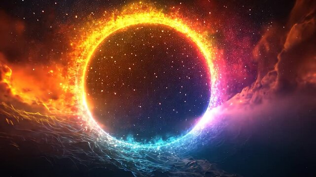 glowing circle with endless particle light sparkling effect