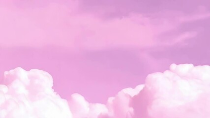 Pink fluffy cumulus clouds fill the sky with a dreamy, pastel ambiance on a sunny day overhead with soft gradients - Powered by Adobe