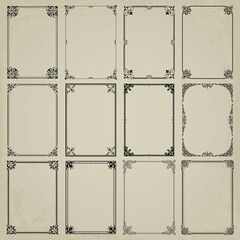 Decorative frames and borders rectangle proportions set 10