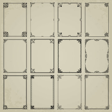 Decorative frames and borders rectangle proportions set 10