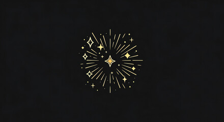 Golden Starburst Sparkles on Dark Background