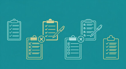 Checklists and Assessments Symbols of Task Management and Evaluation