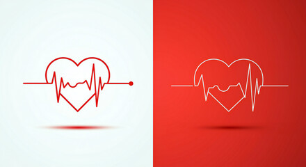Heartbeat and ECG line art design
