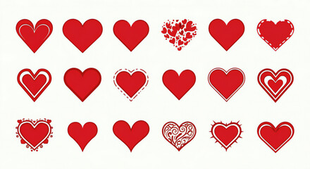 Various Red Heart Shapes