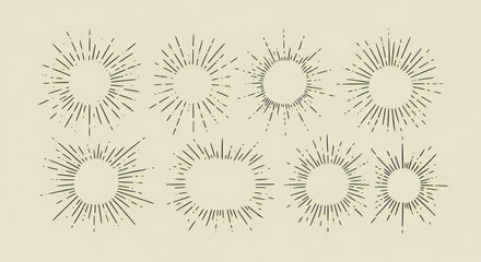 Collection of vintage sunburst design elements