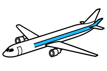 Airplane illustration simple design white blue travel flight journey airliner