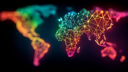 Cultural Exchange Neural Network Weave AI node connection forming world map knowledge sharing motif neural net abstraction illustration