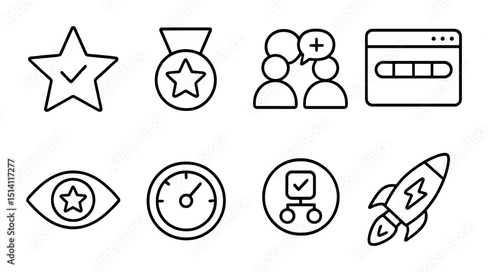 Poster creative linear icons set – simple and minimalist graphic design elements