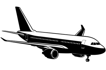Airplane silhouette vector illustration travel journey flight airliner