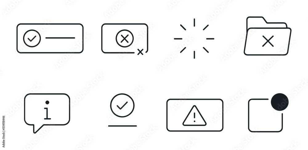 Aufkleber ui feedback outline icons set – alerts, notifications, and user interface symbols