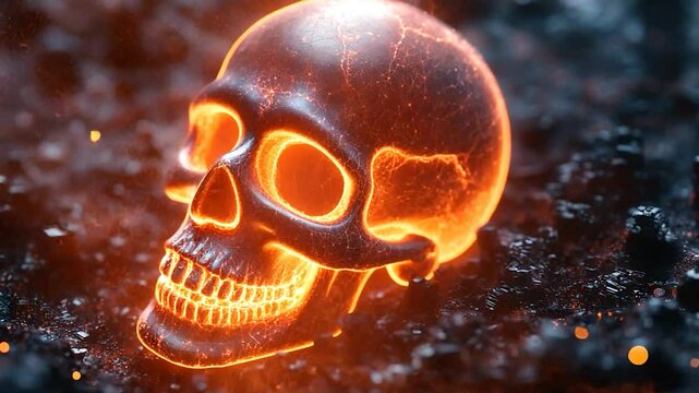 Fiery Skull Emergence: A Conceptual Rendering of Heat and Intricacy with Digital Art