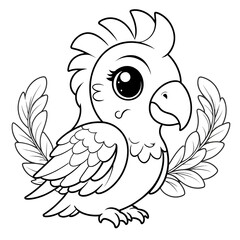 Adorable Baby Parrot Coloring Page