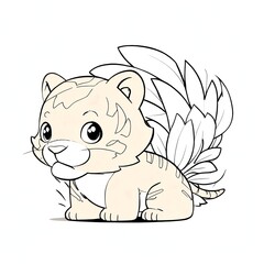 Adorable winged tiger cub illustration