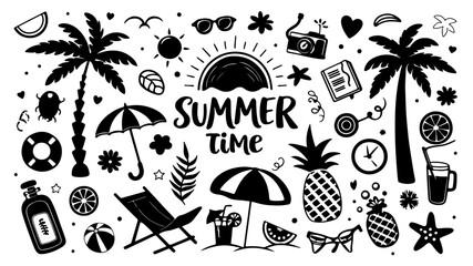  Summer Time Vector Doodles: Beach Holiday Fun