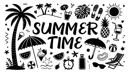 Summer Time Doodles: Beach Vacation Fun in Black & White