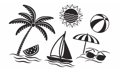  Beach Day Silhouettes: Tropical Summer Clipart