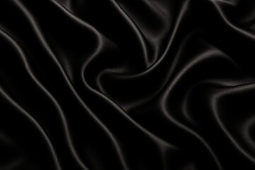 Obraz premium Luxurious Black Silk Deep Rich Black Satin Fabric with Elegant Folds and Soft Highlights Creating a Sophisticated and Sensual Background Texture