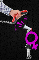 A woman passionately shouting toward a telephone receiver held by an unseen man reflects the emotional gap between people in personal or professional relationships