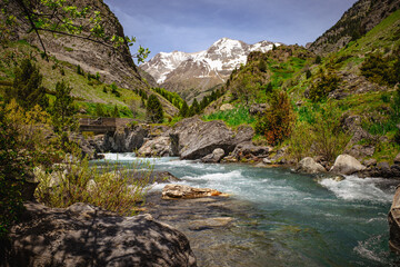 Valle de Bujaruelo en el pirineo, Torla, España