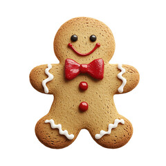 Gingerbread man cookie holiday baked treat christmas food decoration isolated on transparent  background png