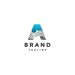 Simple Wavy Initial A Letter Logo Design. Three Wave Lines In Letter A Logo Design.