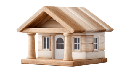Wooden model house with simple design and natural finish  