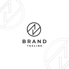 Double Check Shape N Letter Logo Design. Two Checks In A Simple Circle Line Logo Design.