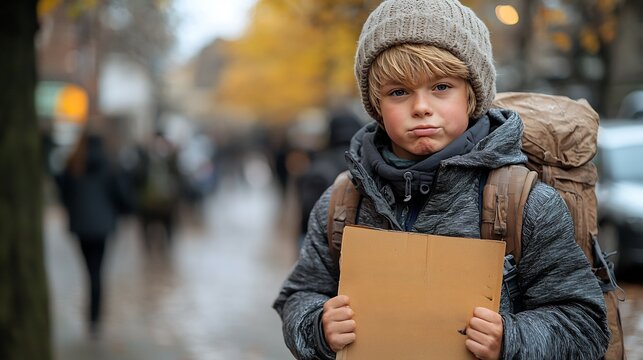 Portrait of bullied student holding sign anti bullying awareness emotional expression captured soft lighting conveying pain and hope of ending bullying hyper realistic detail cinematic depth of field