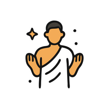 monk praying, white robe, orange skin clip art preview
