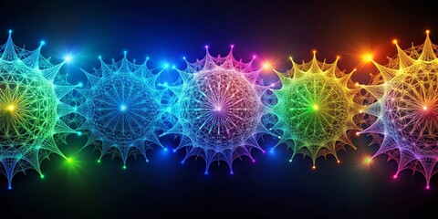 Fototapeta premium Illuminated Network of Interconnected Nodes A Symphony of Color and Light