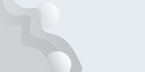 Abstract White and Gray Paper Cut Art with Curved Shapes and Shadows