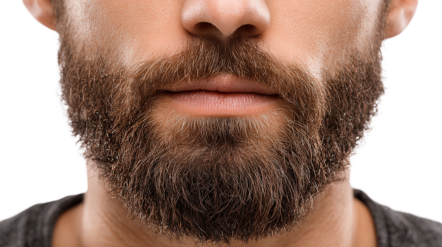 close up of man's beard,  isolated, transparent, png, background, cutout
